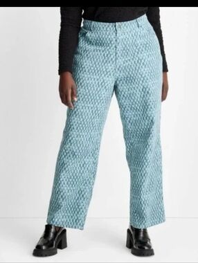 Future Collective Straight Blue Checkered Blue Jeans Womens Size 16